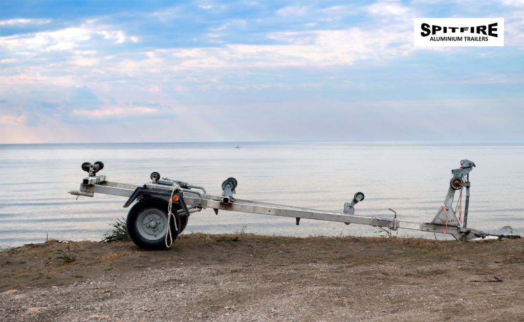 boat trailer beside the sea