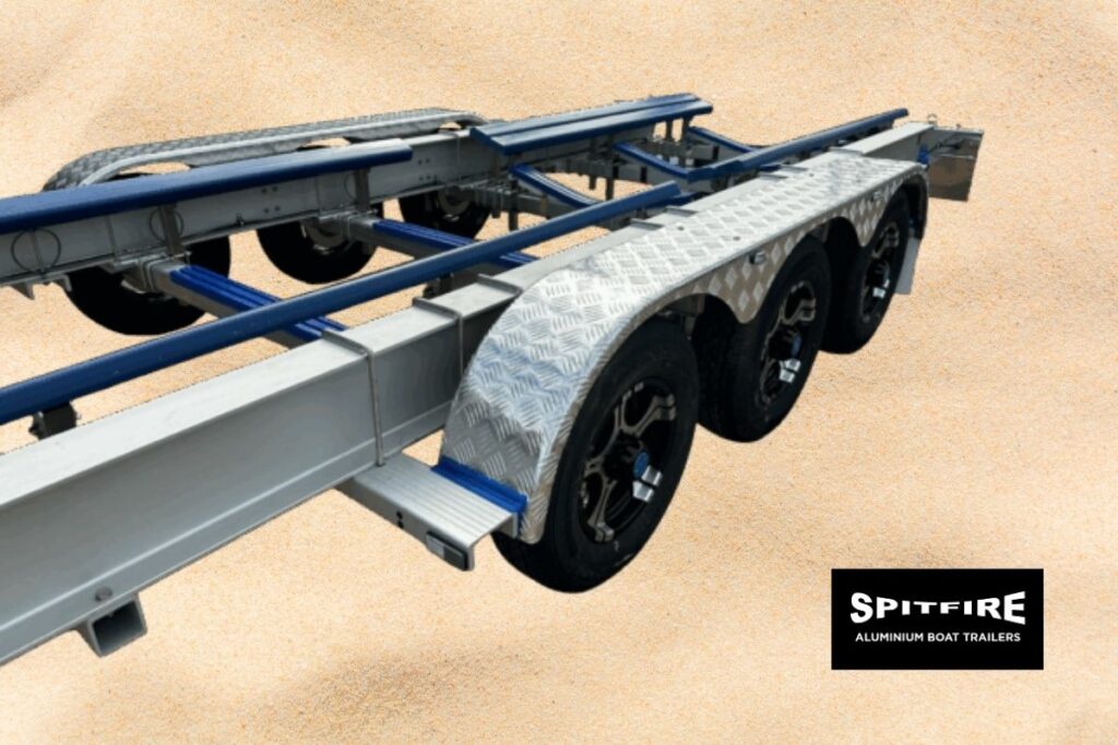 Tri Axle Boat Trailer close-up wheels